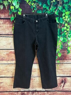 Riders by Lee Black Crop Straight Leg Denim Jeans Women Size 24 Plus 40x25 EUC